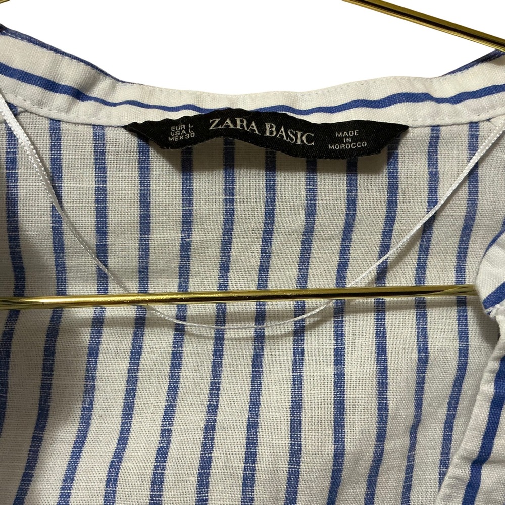 Zara Basic Button Down Shirt Split Neck Blouse La… - image 3